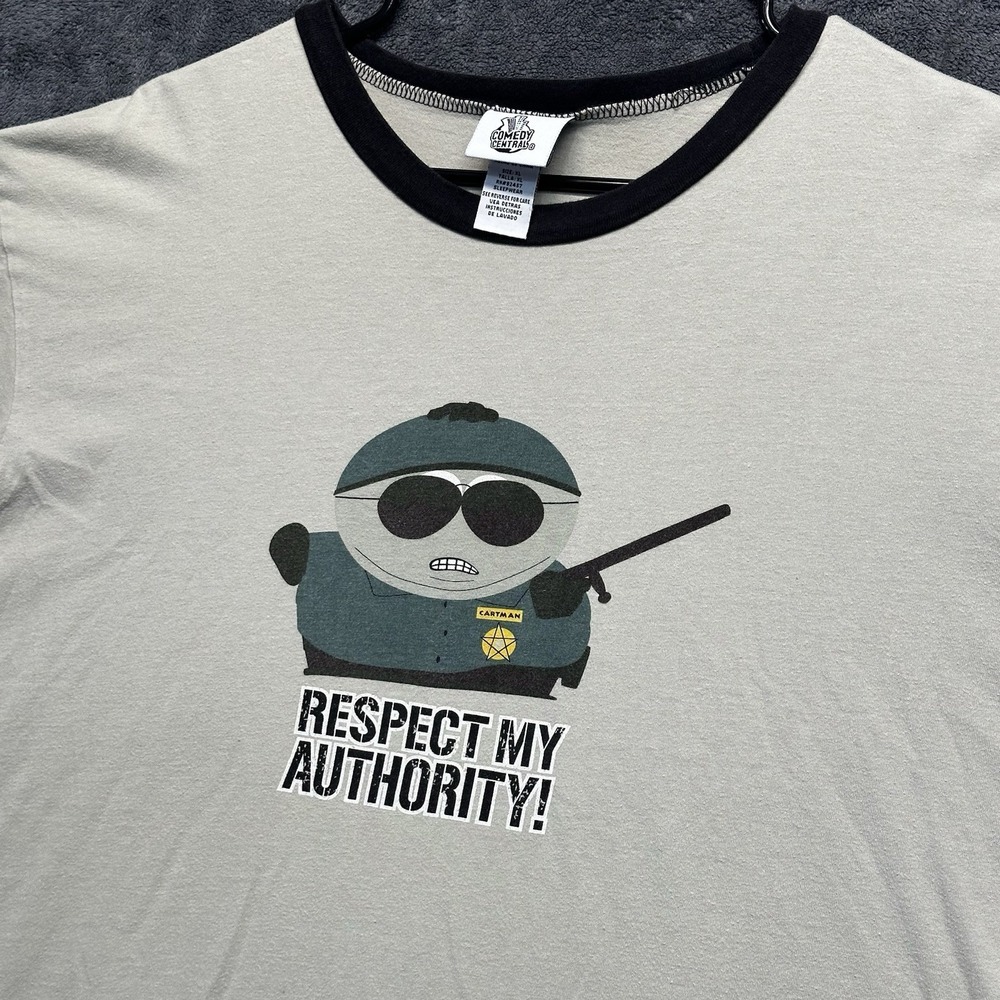 Y2K South Park Cartman Shirt Size XL Respect My Authority Comedy Central 2007